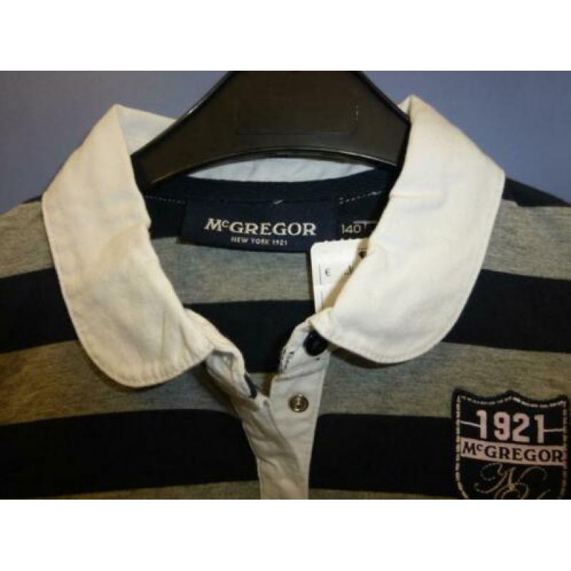 McGregor blauw/ grijs gestreept polo longsleeve 250 29719