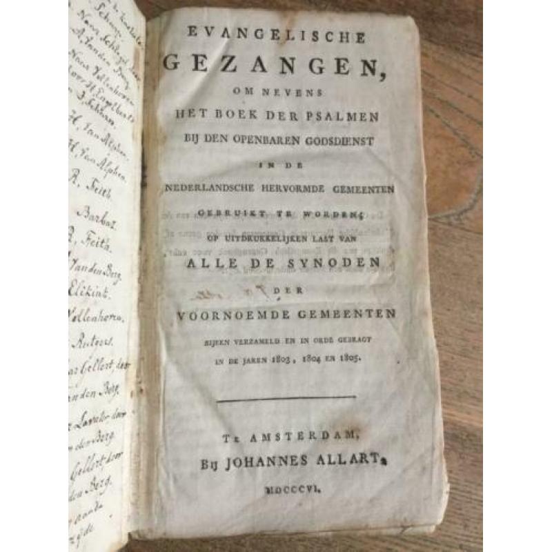 Evangelische gezangen 1806 met handgeschreven toevoeging