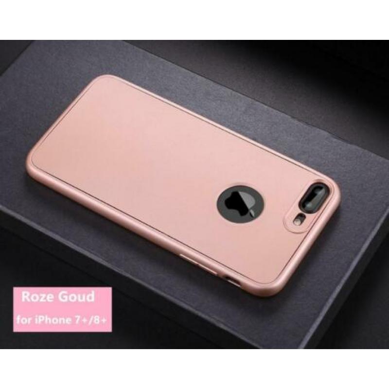 360° Frosting TPU hoesje Set voor iPhone 8+/7+ _ Roze Goud