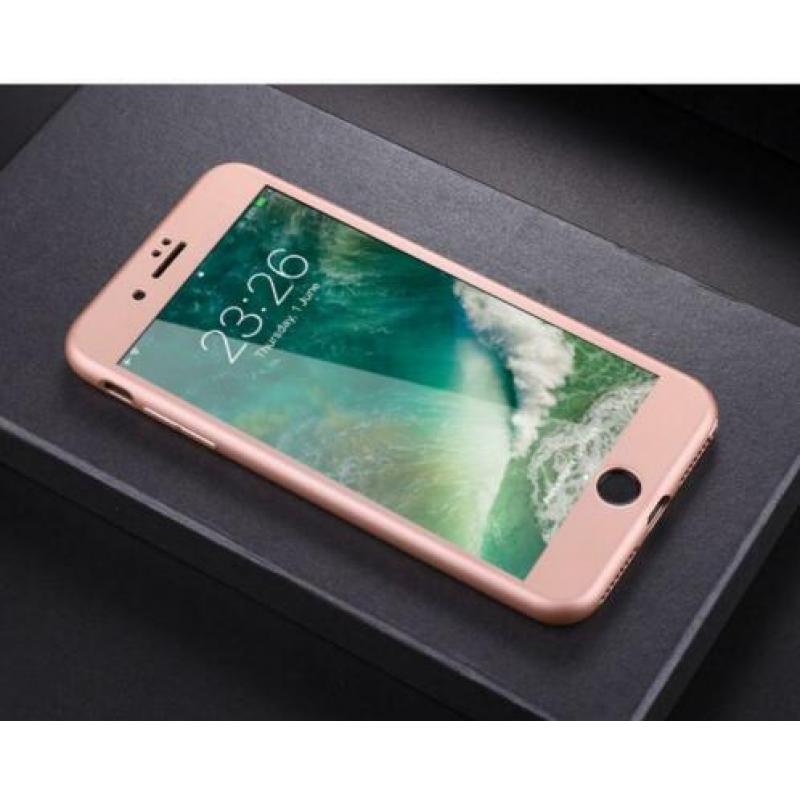 360° Frosting TPU hoesje Set voor iPhone 8+/7+ _ Roze Goud