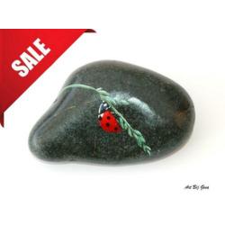 SALE! Rock-Art hand beschilderde steen , lieveheersbeestje