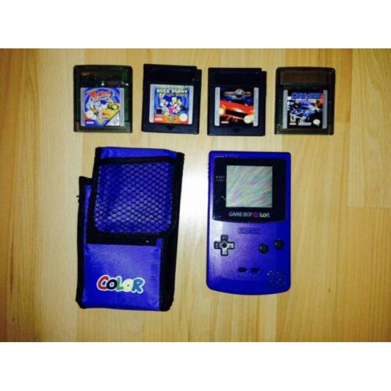 Gameboy color incl. Opbergtas en 4 spellen.