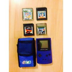 Gameboy color incl. Opbergtas en 4 spellen.