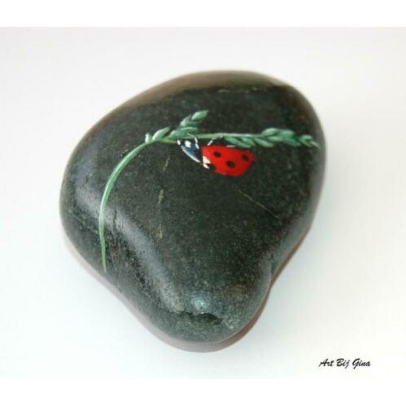 SALE! Rock-Art hand beschilderde steen , lieveheersbeestje