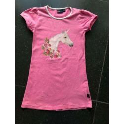 Meisjes jurkje / jurk roze met unicorn De Kunstboer Mt 86/92