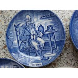 6 beroepen bordjes wedgewood blauw