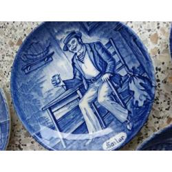 6 beroepen bordjes wedgewood blauw