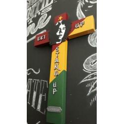 Rastafari bob marley art crusifix pop art silly art