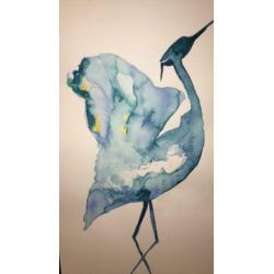 Kraanvogel aquarel origineel ontwerp