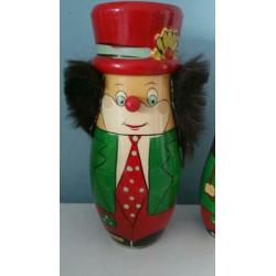 Vintage houten clown babuskha beeldjes 5 stuks