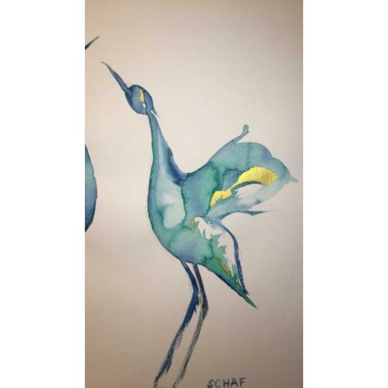 Kraanvogel aquarel origineel ontwerp