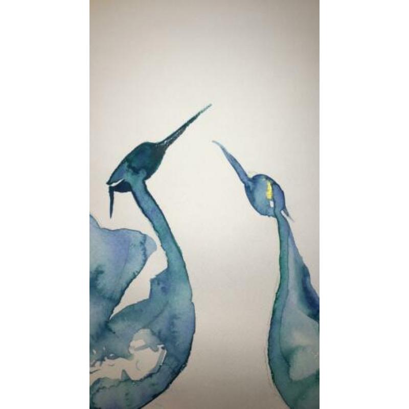 Kraanvogel aquarel origineel ontwerp