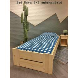 Blankhouten eenpersoonsbed Harm B+B 90x200/210/220 cm