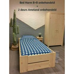 Blankhouten eenpersoonsbed Harm B+B 90x200/210/220 cm