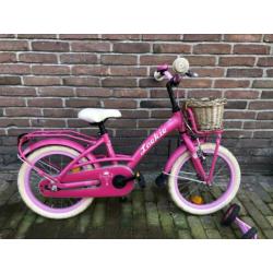 Loekie 16 inch kinderfietsje (mat roze)