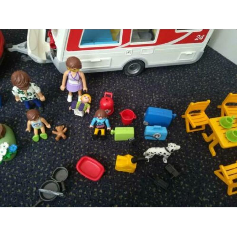 Playmobil auto+caravan, brandweer, 2 motoren