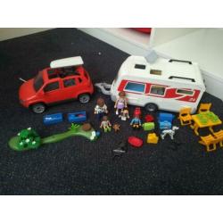 Playmobil auto+caravan, brandweer, 2 motoren