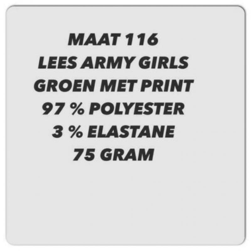 Maat 116 - lees army girls - groen & paars met print