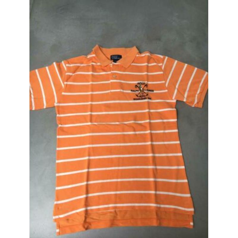 Oranje wit gestreepte polo van Ralph Lauren