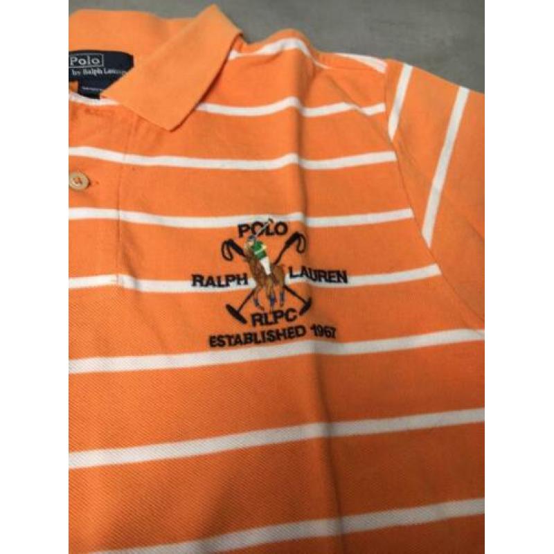 Oranje wit gestreepte polo van Ralph Lauren