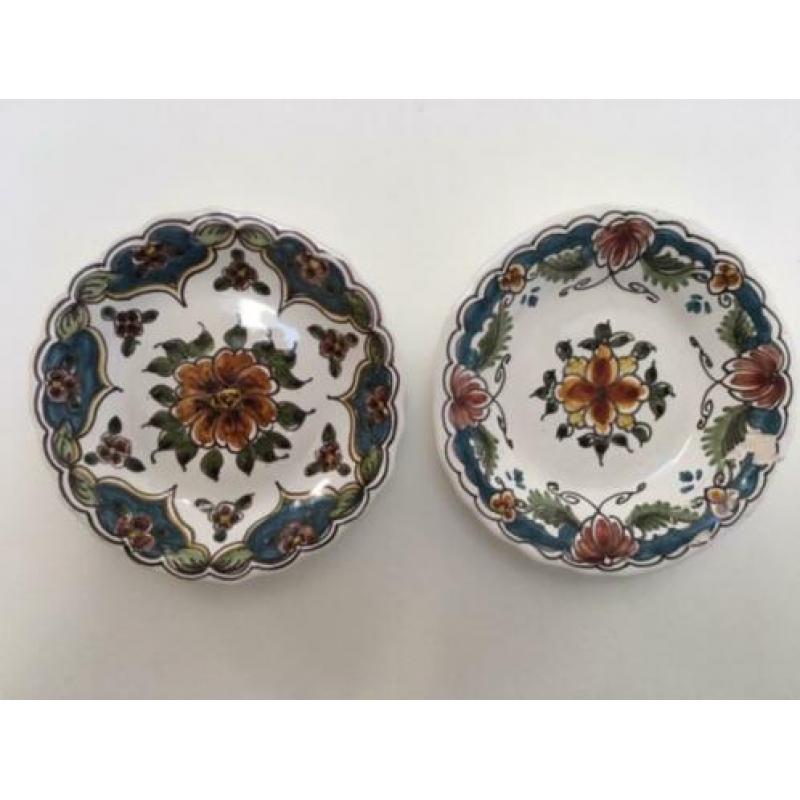 Majolica hoeve Makkum duo bordjes 9,3 cm