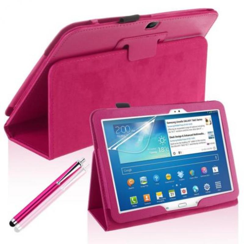 Samsung Galaxy Tab 3 10.1 lederen Flipcase hoes Gratis VRZ