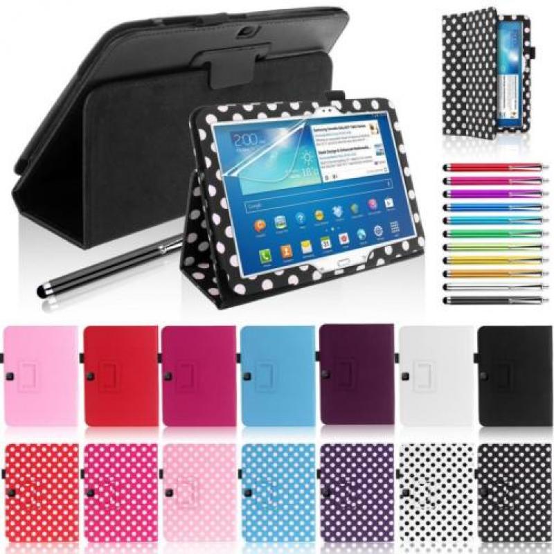 Samsung Galaxy Tab 3 10.1 lederen Flipcase hoes Gratis VRZ