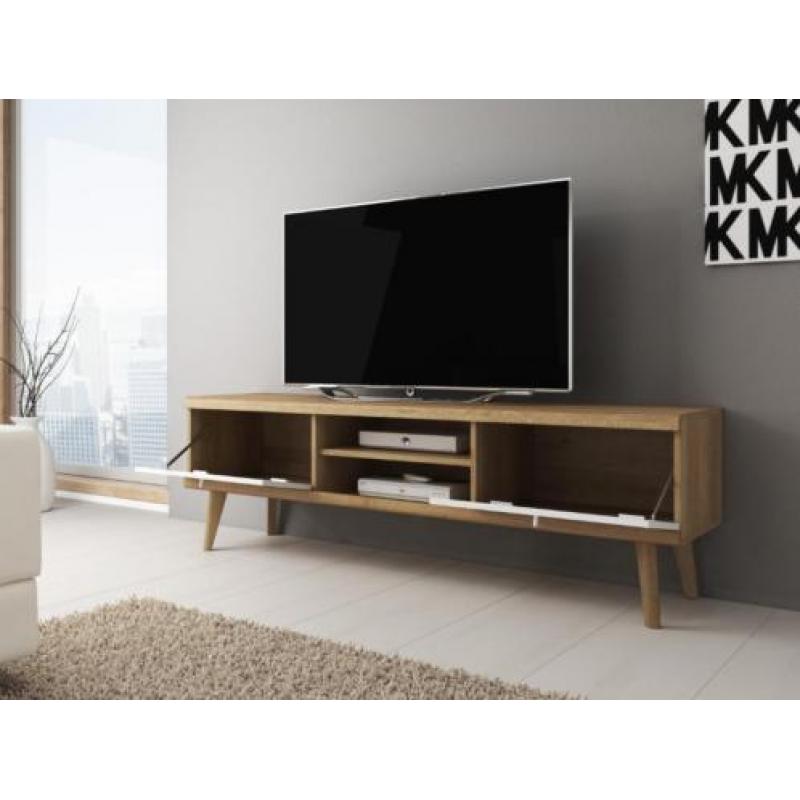 TV-Meubel Primavera 107 cm - Wit - Licht Eiken - TV kast