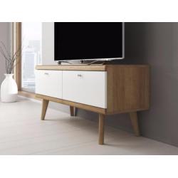 TV-Meubel Primavera 107 cm - Wit - Licht Eiken - TV kast